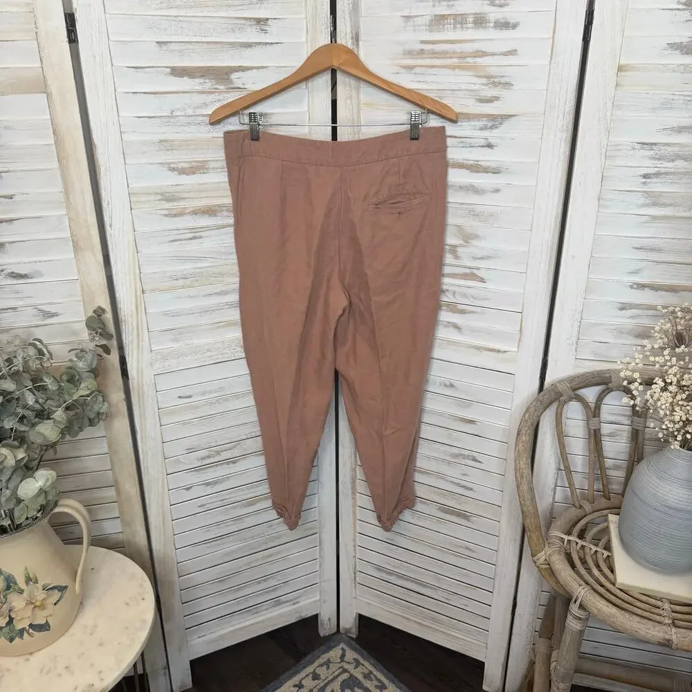 WILFRED ARITZIA Women's 8 Allant Linen Pants Cropped Waist Tie Moroccan Spice